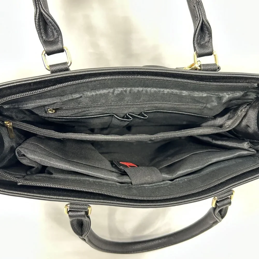 Laptop Satchel Bag Women 15.6 Inch Black Briefcase Shoulder Crossbody Travel